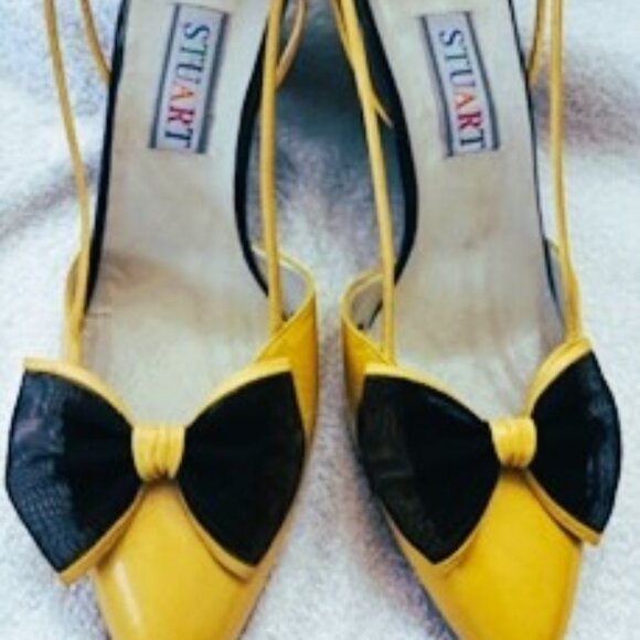 Vintage STUART Stuart Wiseman leather sling back wedges NWOT Size 8-1/2 +/- - Picture 1 of 11